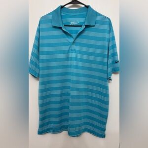 Nike Men's Teal Striped Polo Shirt L